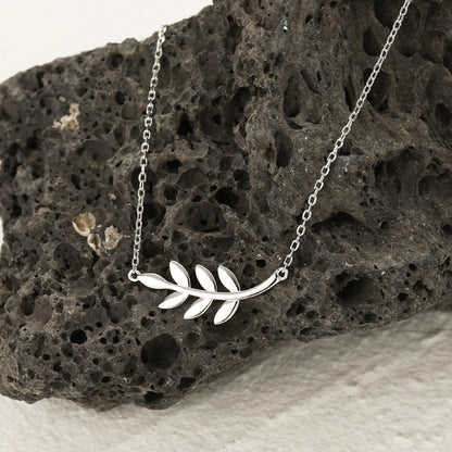 Minimalist Leaf Silver Studs & Necklace