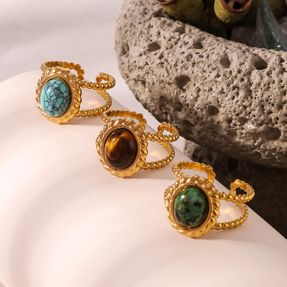 Valentina Vintage Gemstone Open Rings