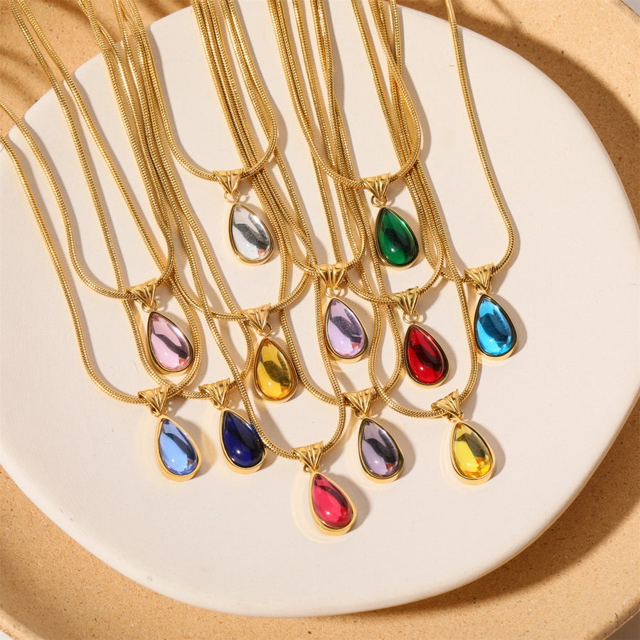 Custom Teardrop Birthstone Pendant Necklace