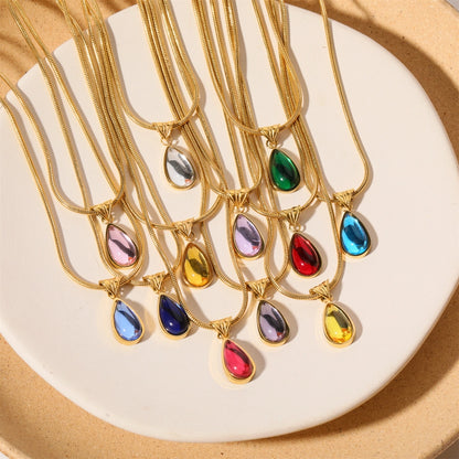 Custom Teardrop Birthstone Pendant Necklace