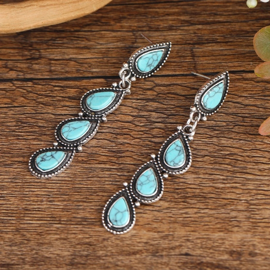 Turquoise Tear Dangle Earrings