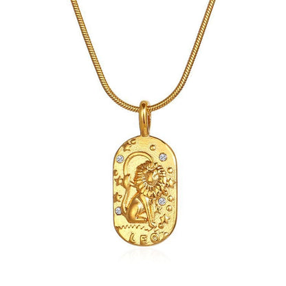 Vintage Gold Zodiac Pendant Necklace