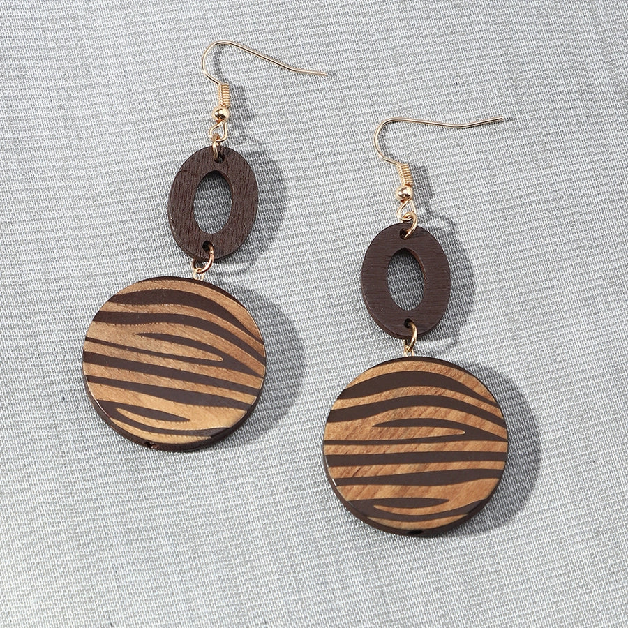 Geometric Wooden Dangle Earrings