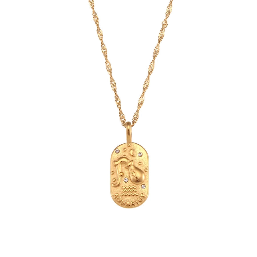 Vintage Gold Zodiac Pendant Necklace