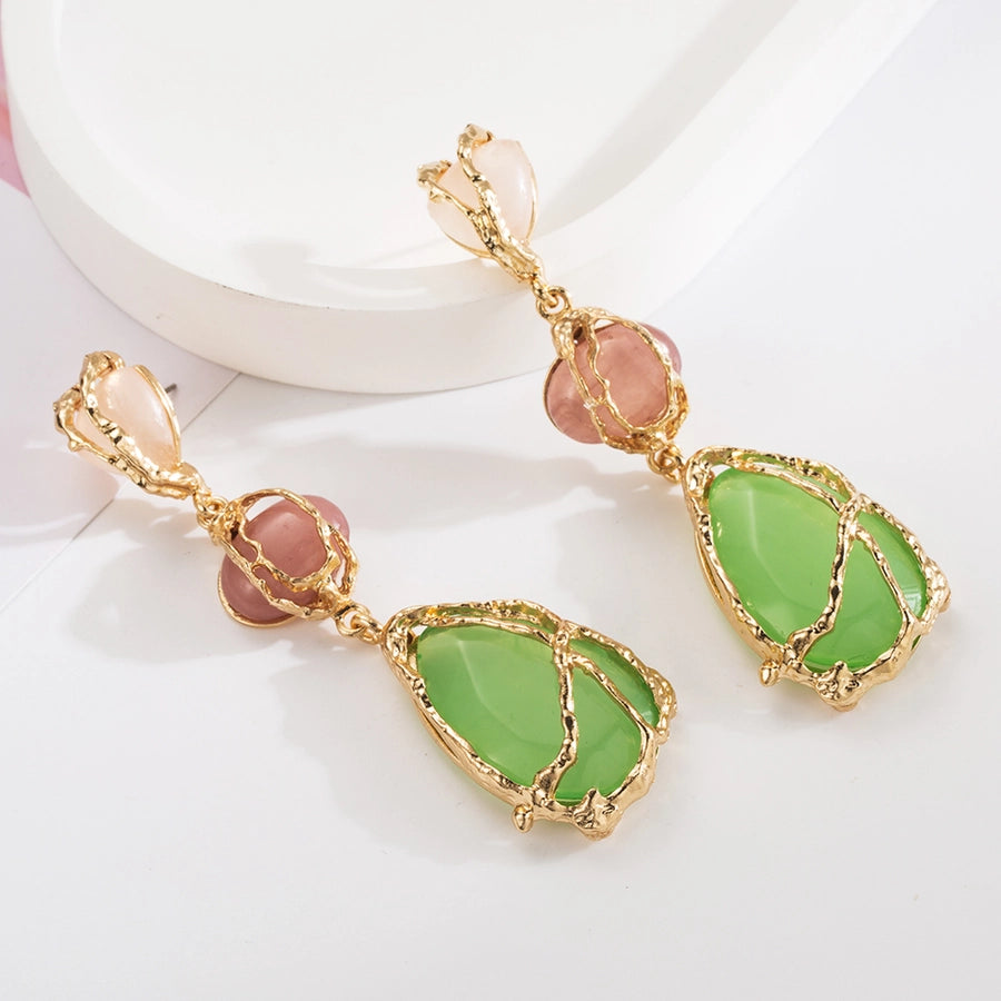 Resin Pastel Gem Dangle Earrings