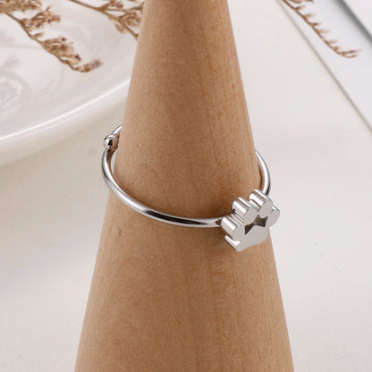 Minimalist Pet Paw Solitaire Ring