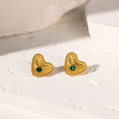 Art Golden Heart Stud Earrings