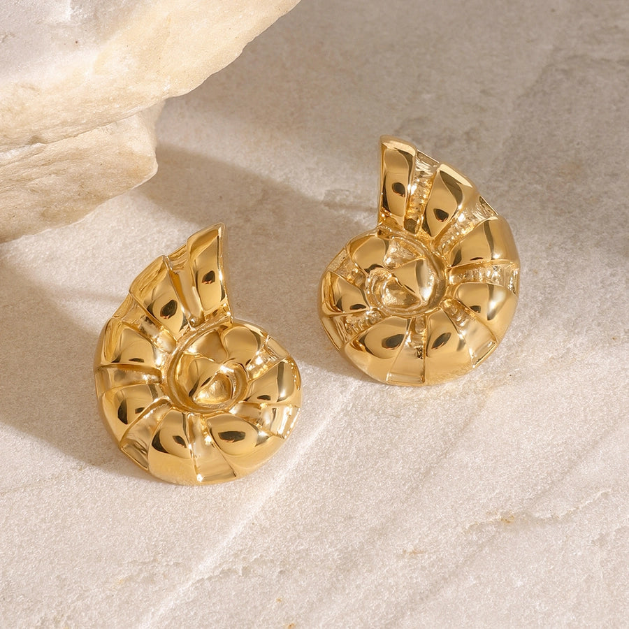 Crab Shell Golden Stud Earrings