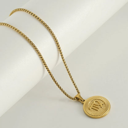 Coin Golden Zodiac Pendant Necklace