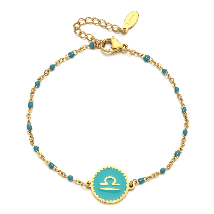 Zodiac Sign Enamel Chain Bracelet