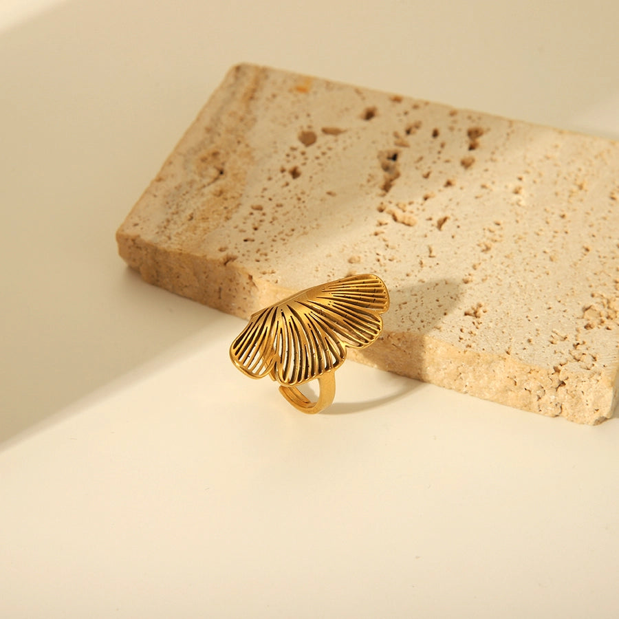 Gingko Leaf Hollow Adjustable Ring