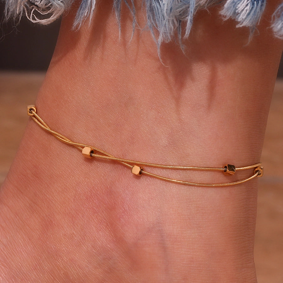 Cube Double Layer Chain Anklet