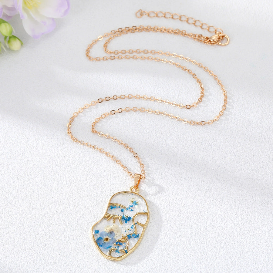 The Face Floral Resin Pendant Necklace