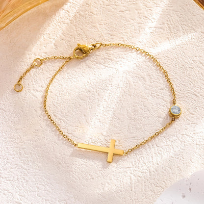 Minimalist Cross Crystal Bracelet & Necklace