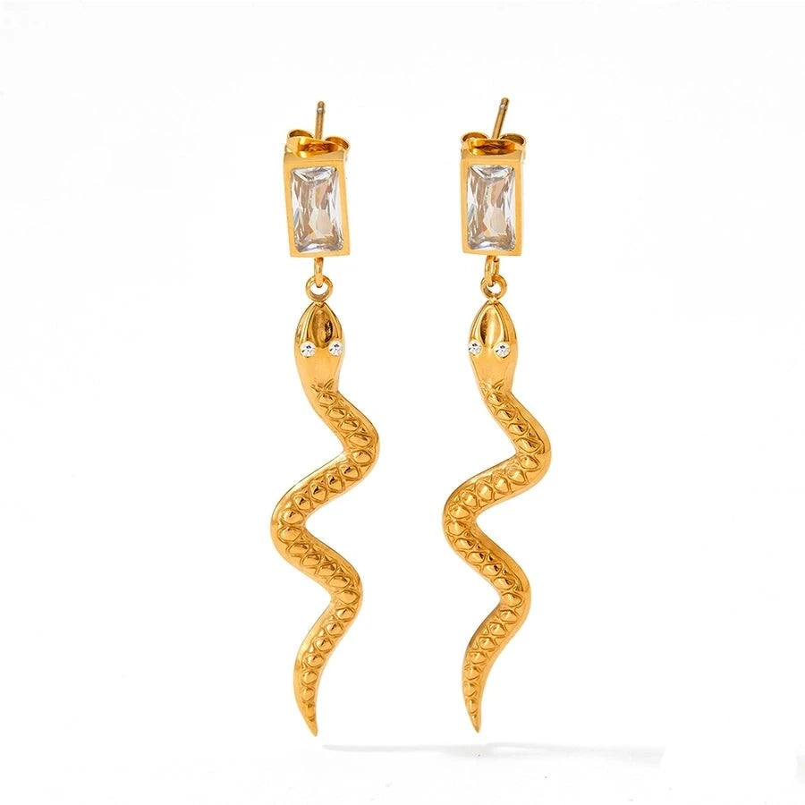 Vintage Crystal Snake Dangle Earrings