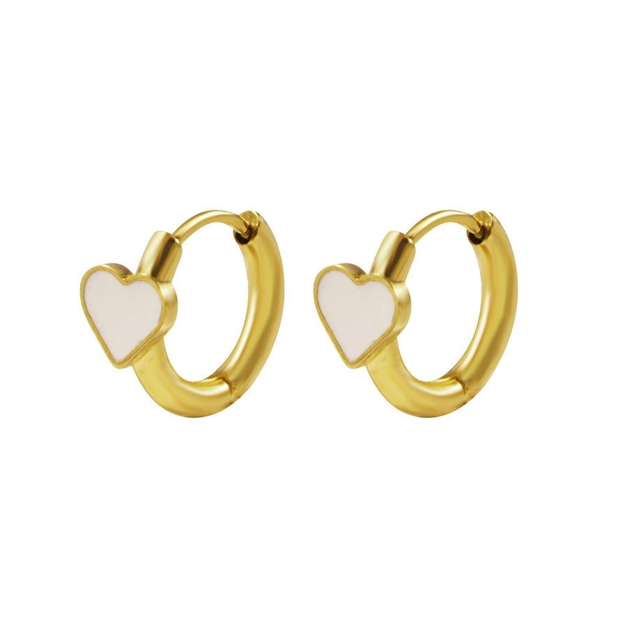 Minimalist Enamel Heart Hoop Earrings