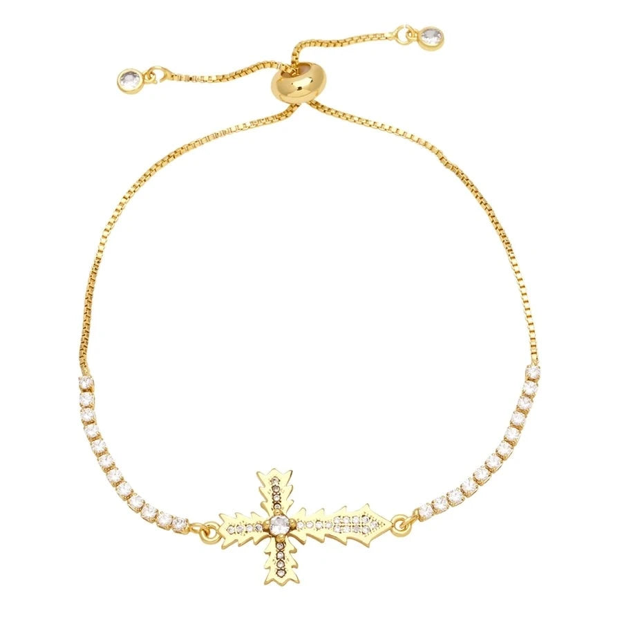 Vintage Cross Zircon Chain Bracelet