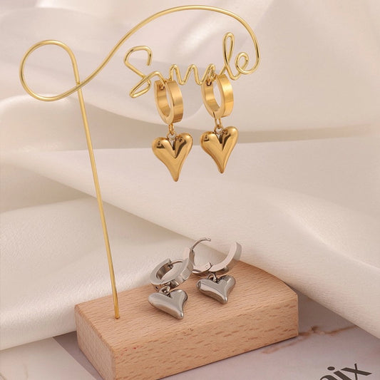 Kara Glam Heart Charm Hoops