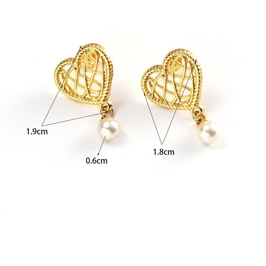 Art Golden Heart Stud Earrings