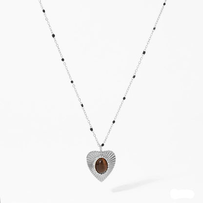 Heart Tiger Eye Pendant Necklace