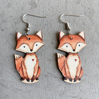 Cute Handmade Wooden Animal Earrings