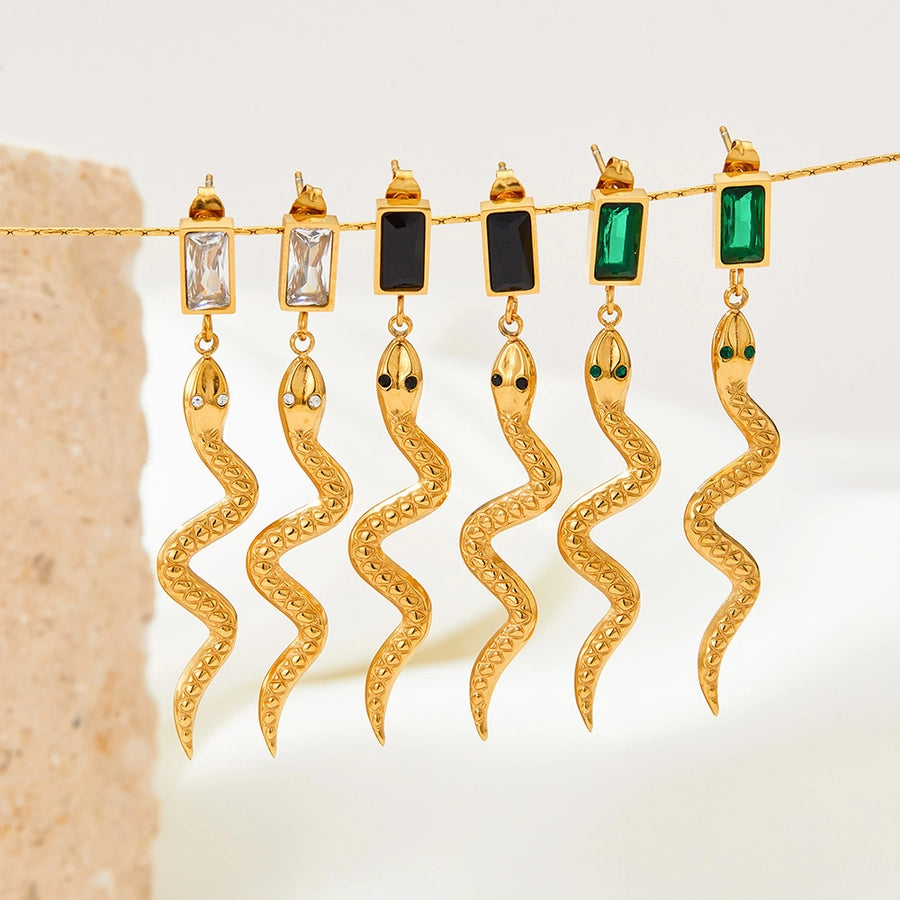 Vintage Crystal Snake Dangle Earrings