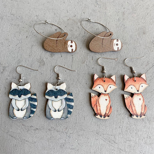 Cute Handmade Wooden Animal Earrings