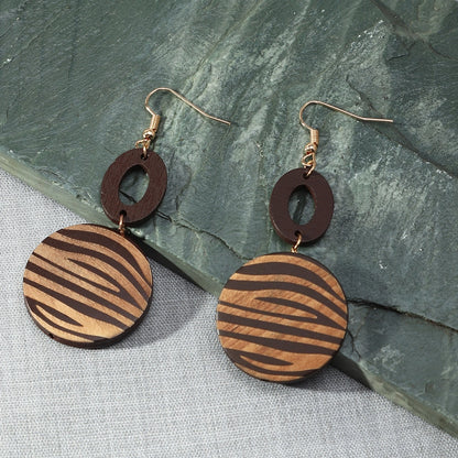 Geometric Wooden Dangle Earrings