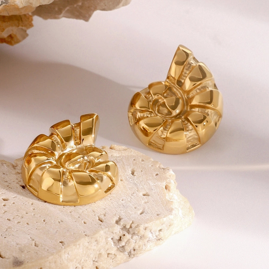 Crab Shell Golden Stud Earrings