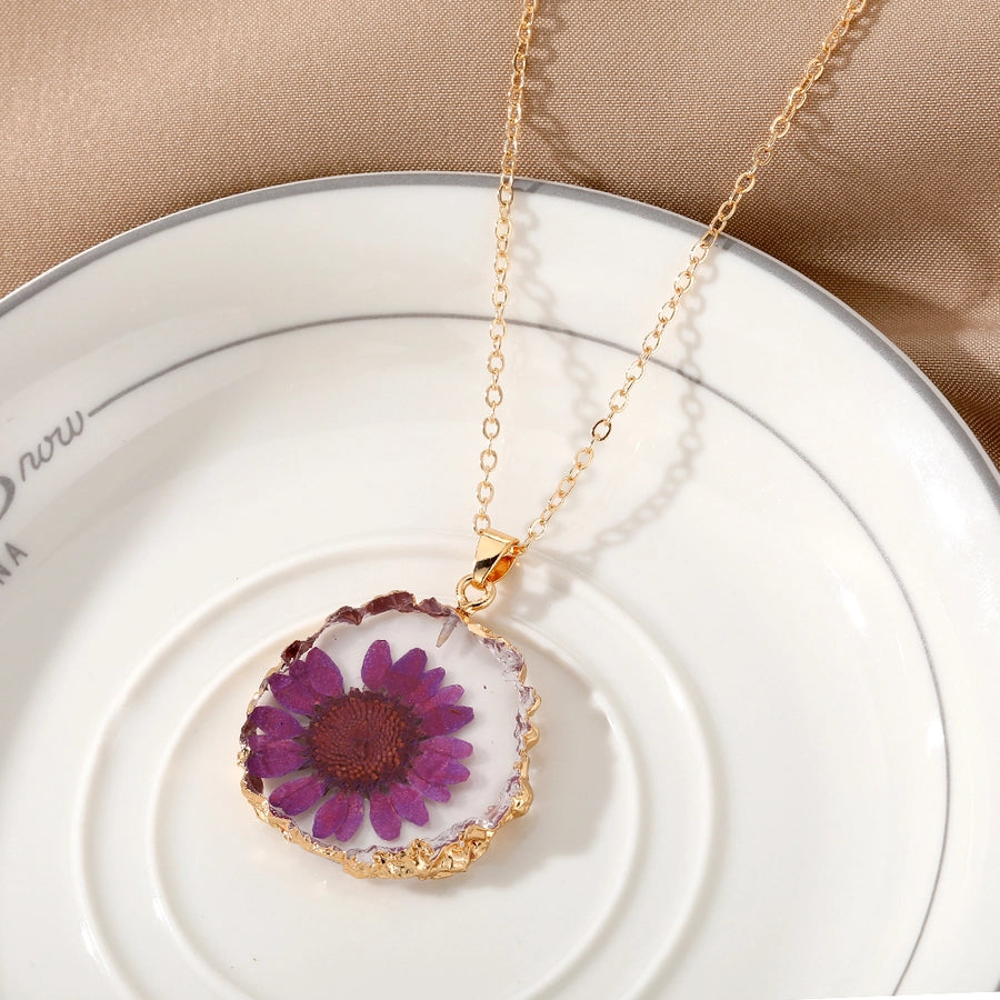 Violetta Floral Resin Pendant Necklace