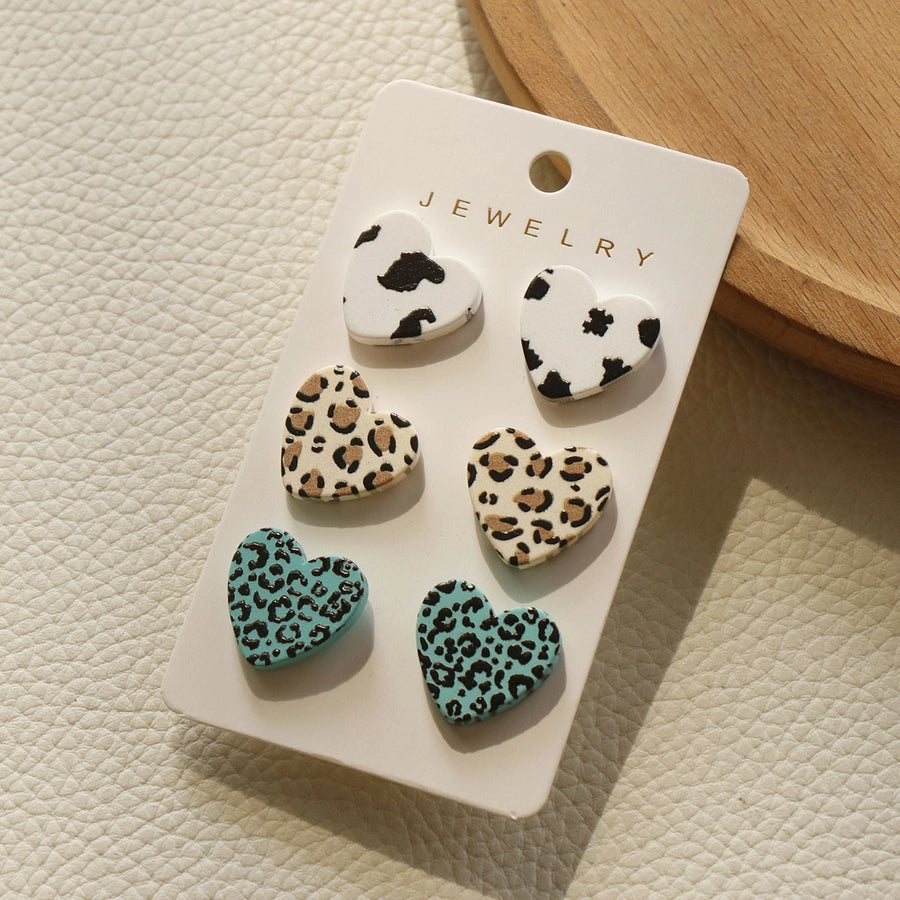 Candy Acrylic Heart Stud Earrings Set