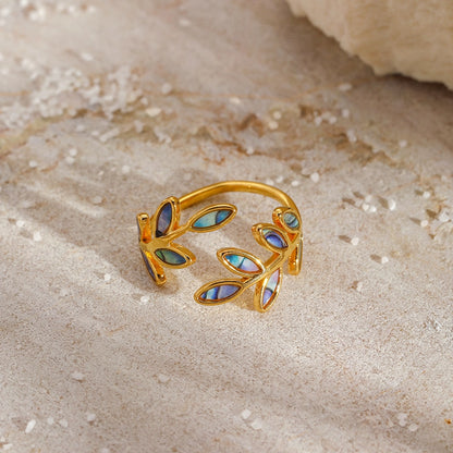 Abalone Laurel Open Ring