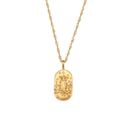 Vintage Gold Zodiac Pendant Necklace