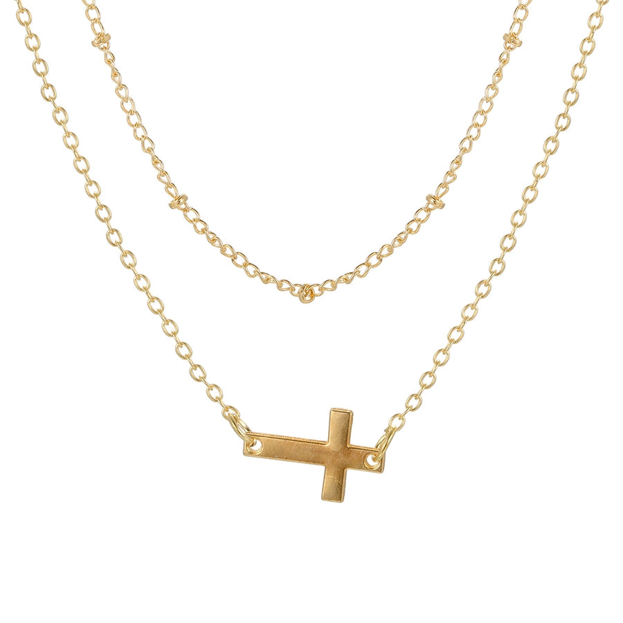 Minimalist Cross Layered Chain Necklace