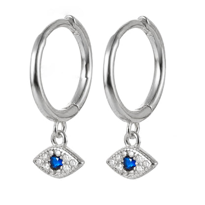 Boho Evil Eye 925 Silver Hoops