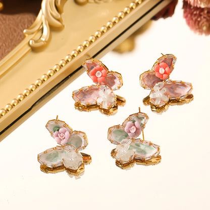 Handmade Pastel Art Butterfly Stud Earrings