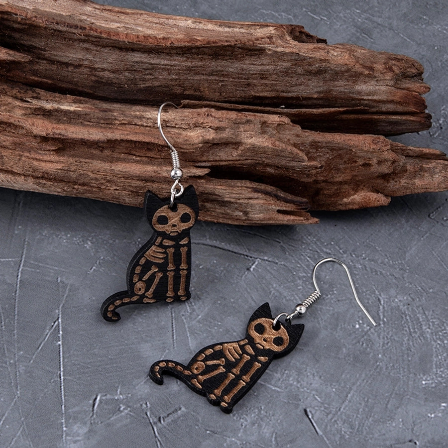 Halloween Black Cat Hook Earrings