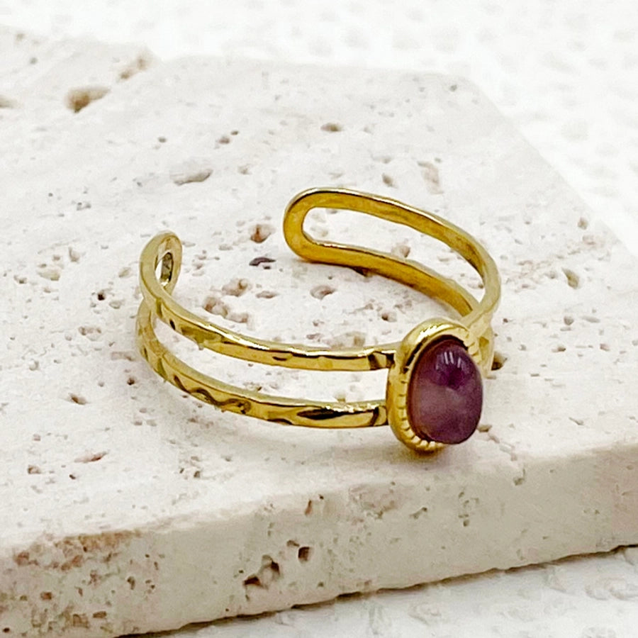 Vintage Oval Gemstone Open Rings