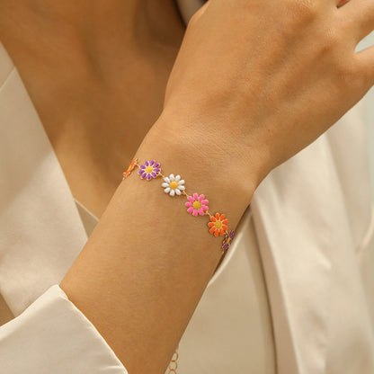 Dainty Daisy Enamel Bracelet