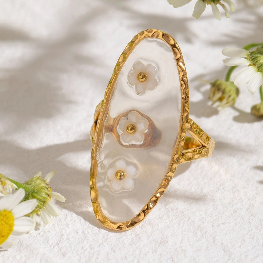 Floral Resin Open Ring