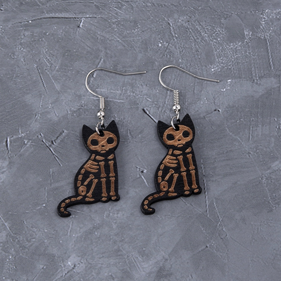 Halloween Black Cat Hook Earrings