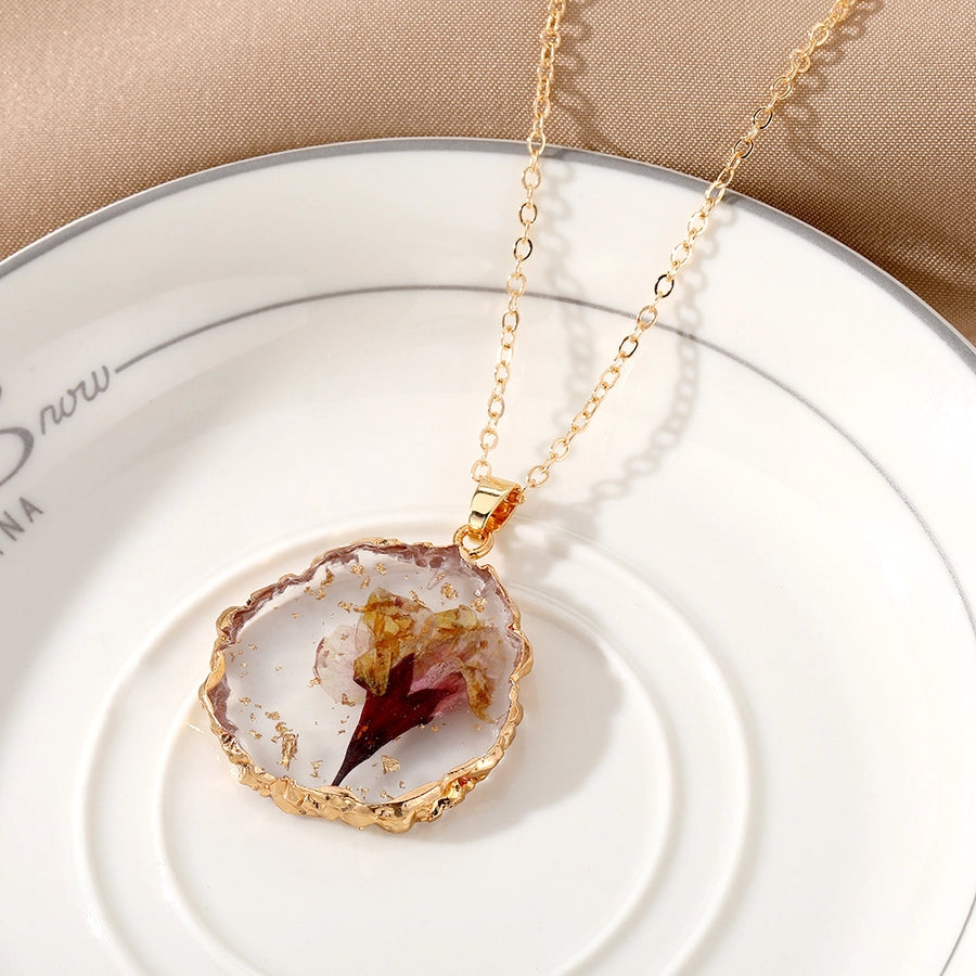 Violetta Floral Resin Pendant Necklace