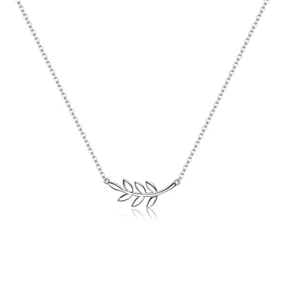 Minimalist Leaf Silver Studs & Necklace