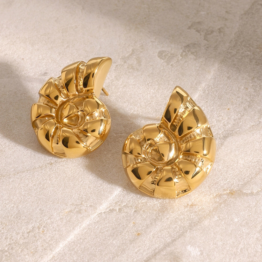 Crab Shell Golden Stud Earrings