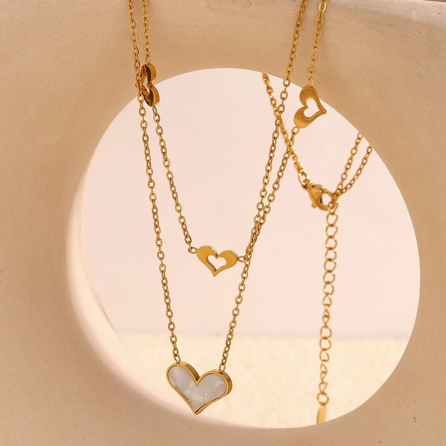 Heart Shell Layered Necklace