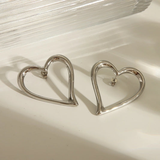 Gemma Hollow Heart Stud Earrings