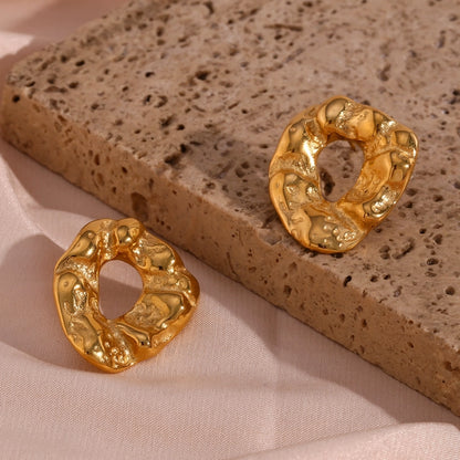 Abstract Hollow Gold Stud Earrings