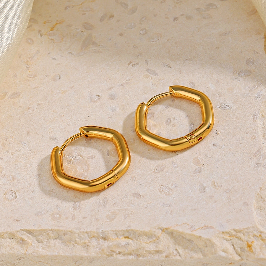 Dainty Hexagon Hoop Earrings