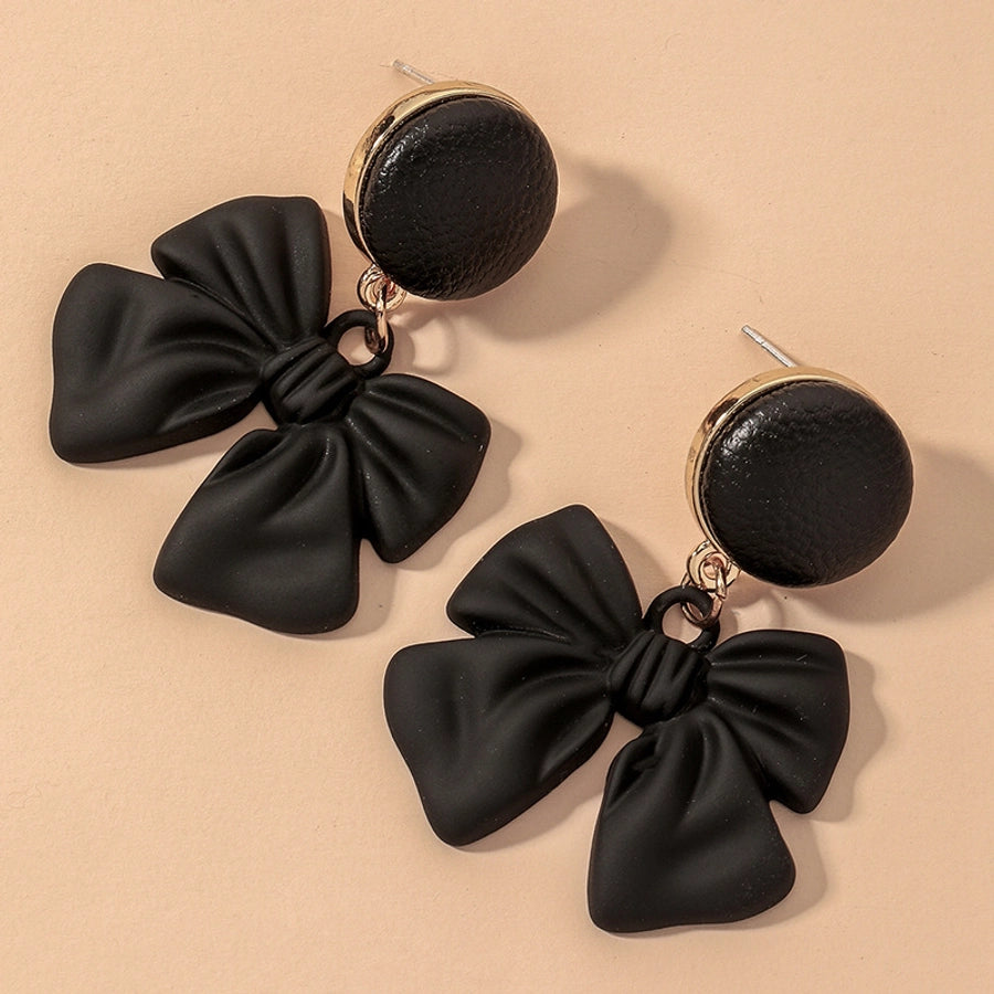 Black Coquette Bow Dangle Earrings