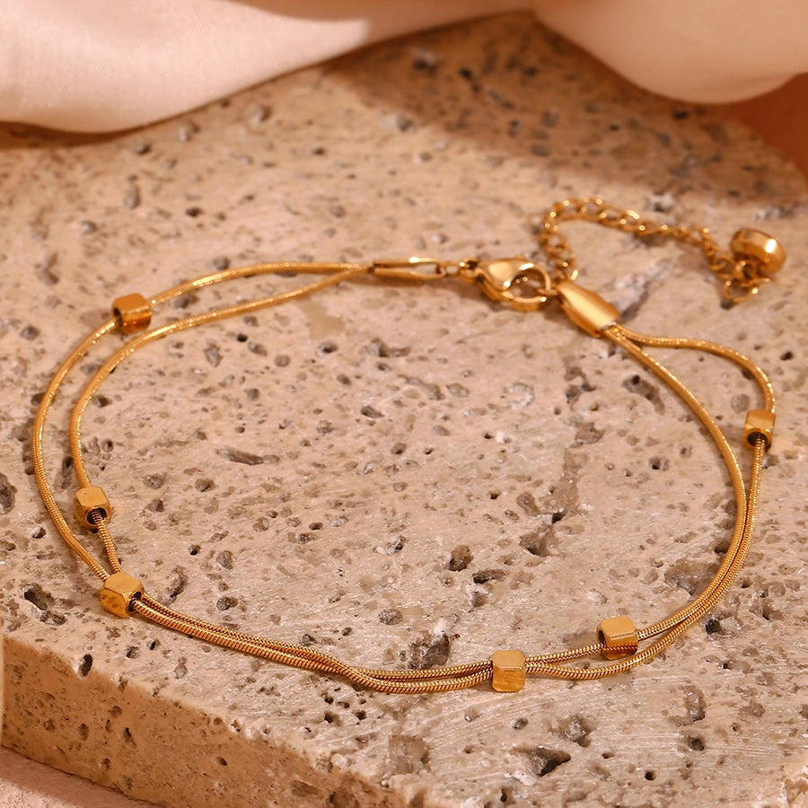 Cube Double Layer Chain Anklet